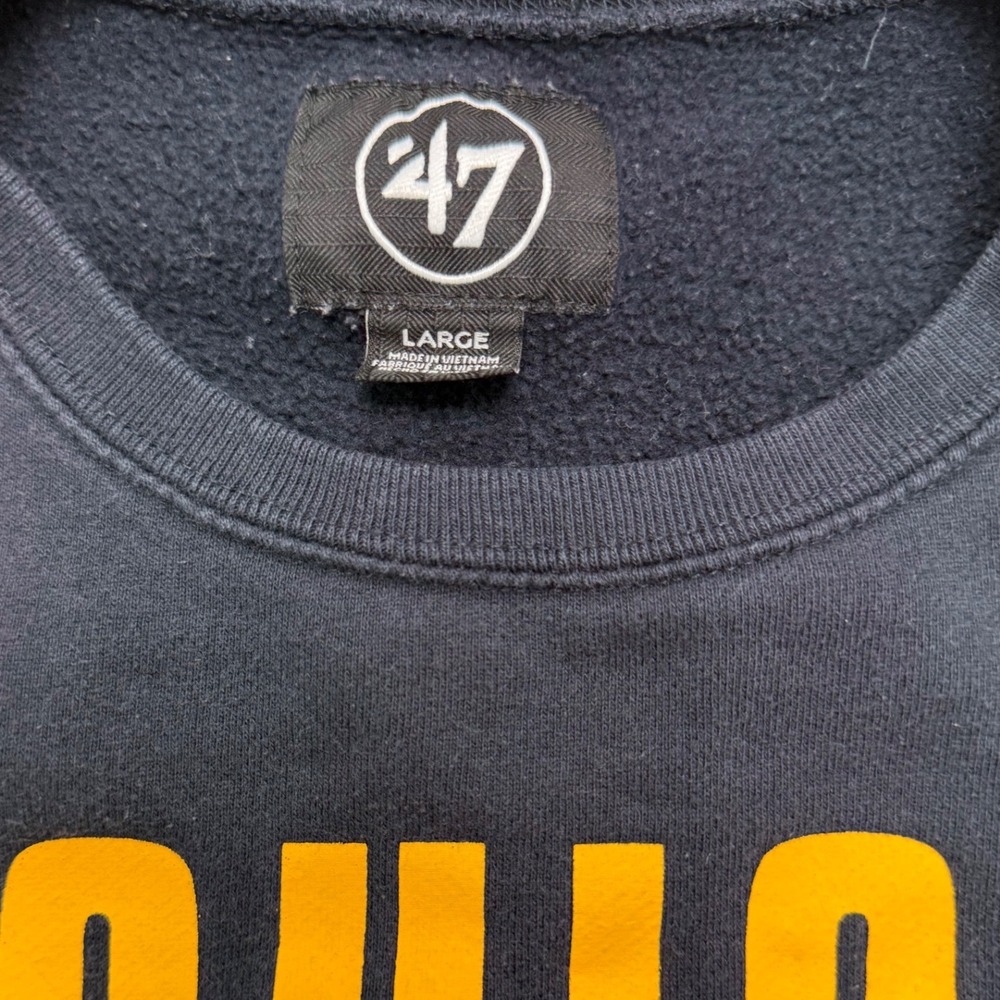 47 Brand Michigan Wolverines Mens Large Navy Blue Crewneck Sweatshirt Block M - Picture 4 of 5